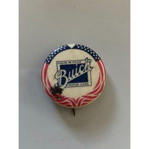 1917 WWI Buick Sixes Pinback Buttons American Flag Valve in Head Motor Car